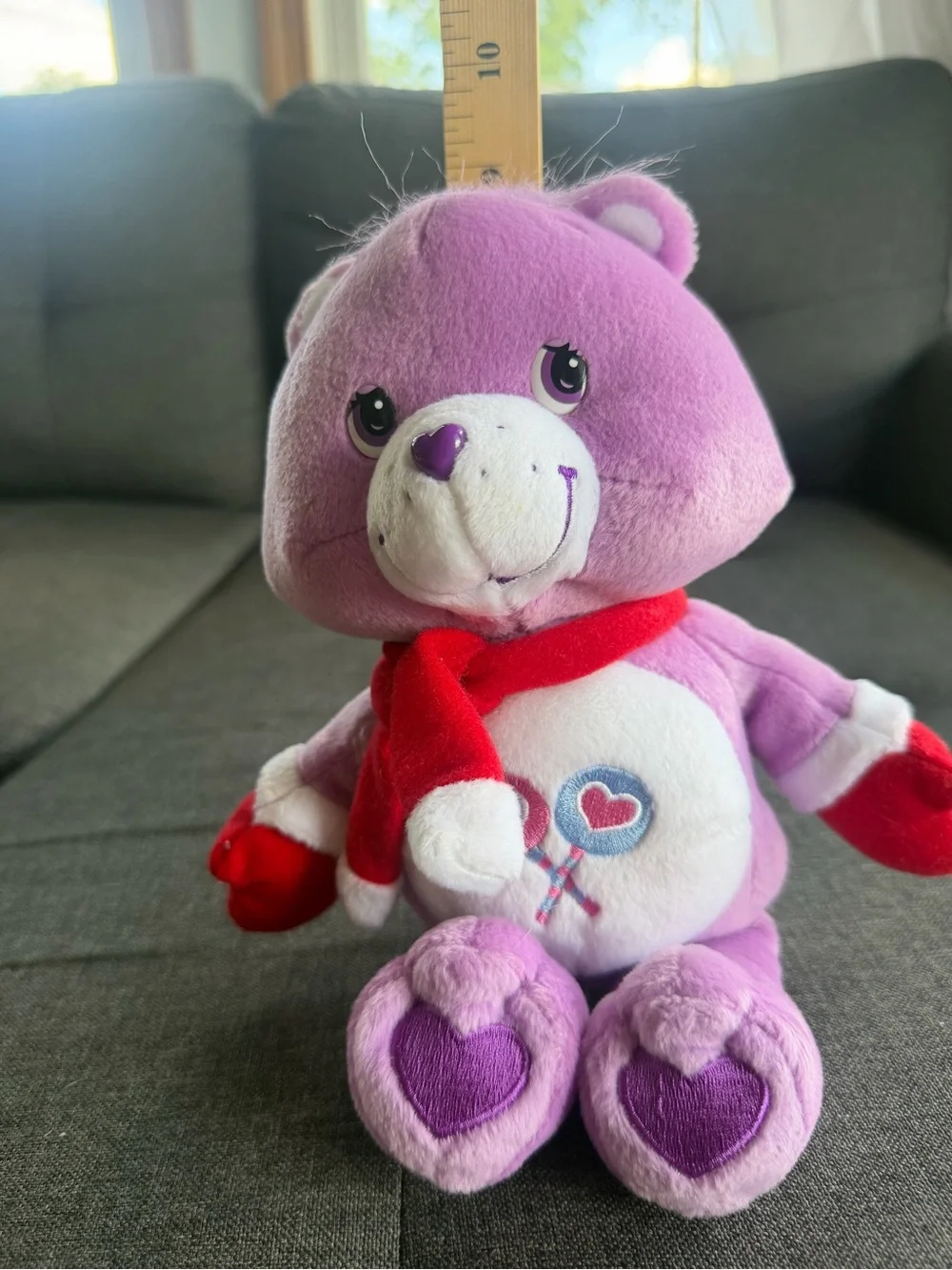 Care Bears Purple Plush Bear with Red Scarf and Mittens